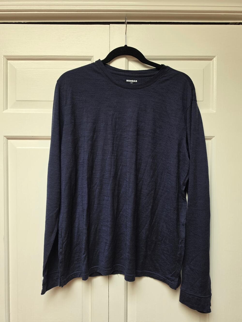 Bombas Merino Wool Crew Neck Long Sleeve T-Shirt Large Mens Blue